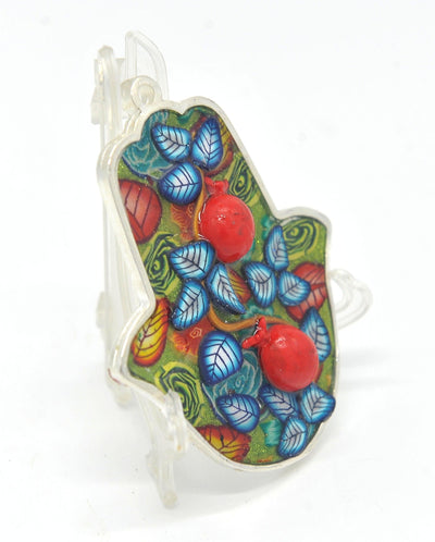 Hamsa Hand Fimo Blessings figure for Home Blessing Wall Hanging #16 - Spring Nahal