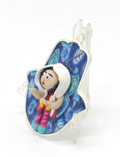 Hamsa Hand Fimo Blessings figure for Home Blessing Wall Hanging #18 - Spring Nahal
