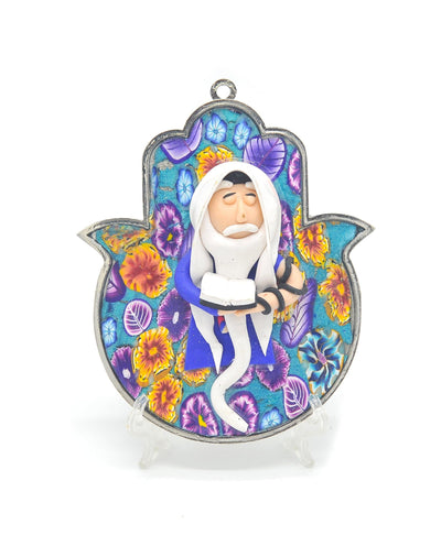 Hamsa Hand Fimo Blessings figure for Home Blessing Wall Hanging Large #25 - Spring Nahal
