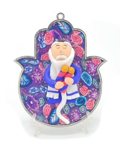 Hamsa Hand Fimo Blessings figure for Home Blessing Wall Hanging Large #29 - Spring Nahal