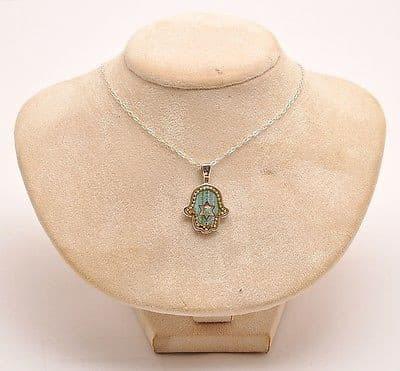 Hamsa Hand In Sterling Silver 925 Neck Chain By Iris Art Design..