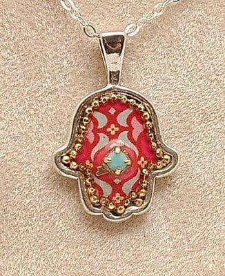 Hamsa Hand In Sterling Silver 925 Neck Chain By Iris Art Design..