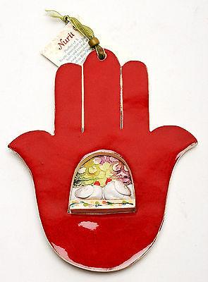 Hamsa Hand Wall Hanging Evil Eye Kabbalah Luck New Ceramics from holy land #05 - Spring Nahal