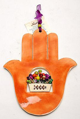 Hamsa Hand Wall Hanging Evil Eye Kabbalah Luck New Ceramics from holy land #611 - Spring Nahal