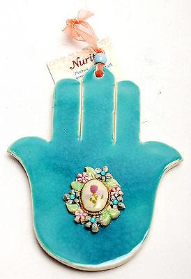 Hamsa Hand Wall Hanging Evil Eye Kabbalah Luck New Ceramics from holy land #626 - Spring Nahal