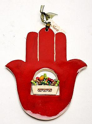 Hamsa Hand Wall Hanging Evil Eye Kabbalah Luck New Ceramics from holy land #639 - Spring Nahal