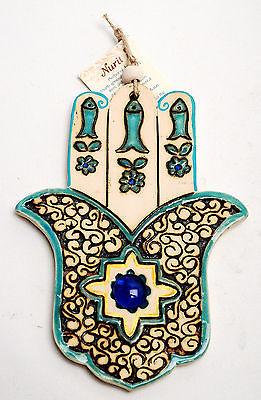 Hamsa Hand Wall Hanging Evil Eye Kabbalah Luck New Ceramics from holy land #710 - Spring Nahal