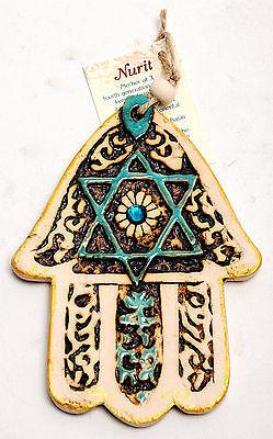 Hamsa Hand Wall Hanging Evil Eye Kabbalah Luck New Ceramics from holy land #719 - Spring Nahal