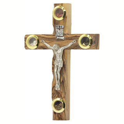 Handmade Olive Wood Nativity Scene Crucifix 4 Lens Made in The Holy Land 4 sizes