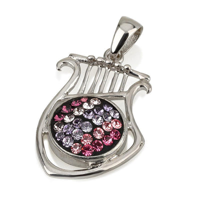 Harp Pendant With Mix Colors Crystals Gemstone Silver 925 - Spring Nahal