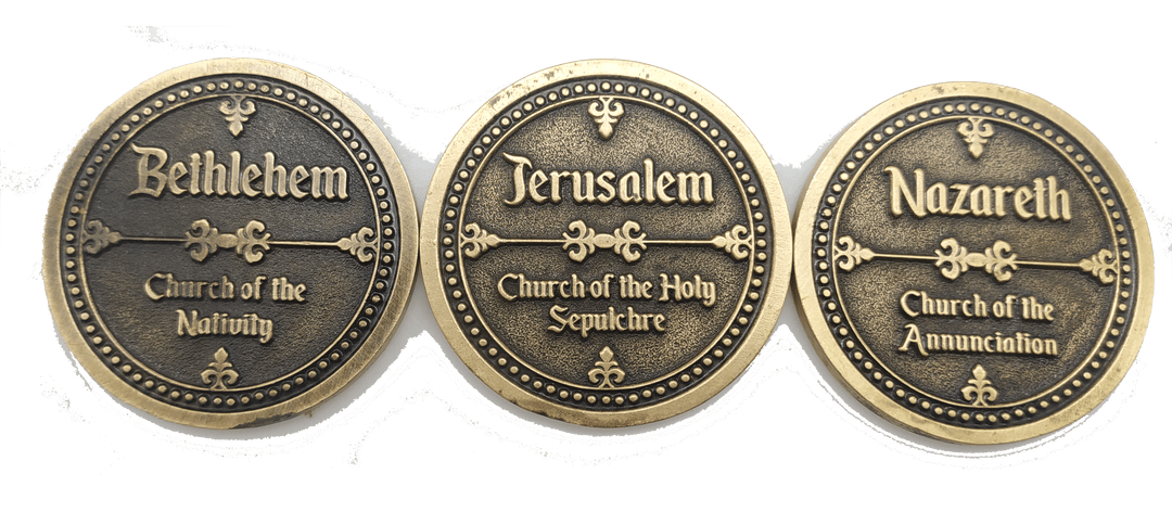 Holy Land Israel Church Coins: Church of The Holy Sepulchre, Basilica of The Annunciation, Church of The Nativity Coin Israel Souvenir from The Holyland (Silver Color) - Spring Nahal