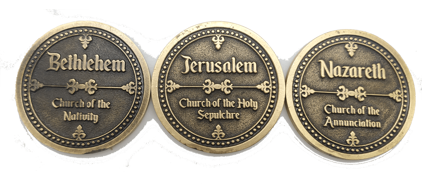 Holy Land Israel Church Coins: Church of The Holy Sepulchre, Basilica of The Annunciation, Church of The Nativity Coin Israel Souvenir from The Holyland (Silver Color) - Spring Nahal