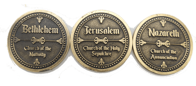 Holy Land Israel Church Coins: Church of The Holy Sepulchre, Basilica of The Annunciation, Church of The Nativity Coin Israel Souvenir from The Holyland (Silver Color) - Spring Nahal