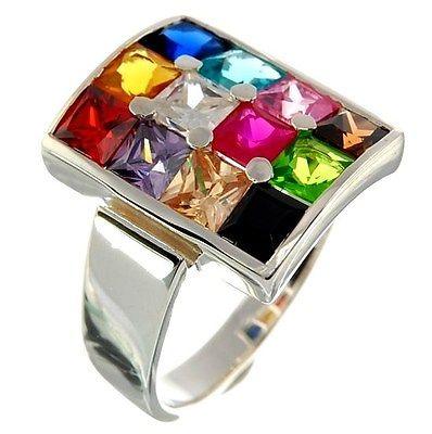 Hoshen Womens Ring 925 Sterling Silver ( Ring with 12 Breastplate stones ).
