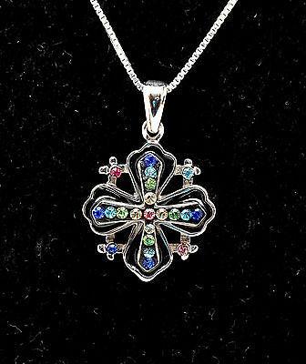 Jerusalem Cross Pendant With Swarovski Colored Gemstones 3# - Spring Nahal