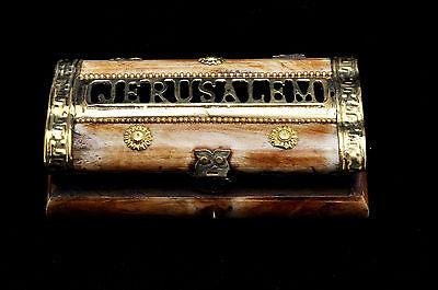 Jerusalem Fancy Jewelry Box With Gold Plated Made in Bone. - Spring Nahal