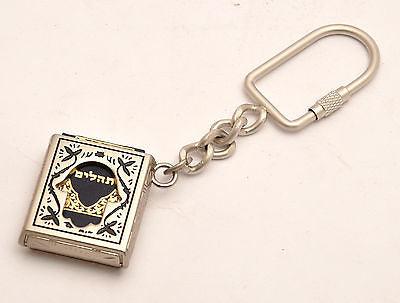 Jerusalem Hamsa Hand With Psalter in Gold Plated Keychain. - Spring Nahal