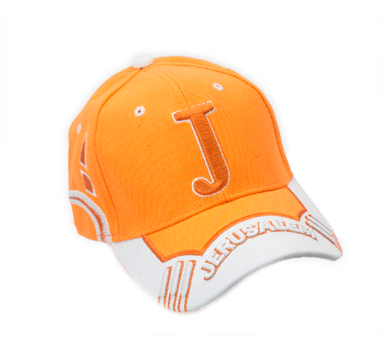Jerusalem Hat in Orange and White Colors Unisex Cool Embroidery - Spring Nahal
