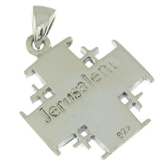 Jerusalem White Cross Mother of Pearl Pendant + Sterling Silver 925 Neck Chain - Spring Nahal