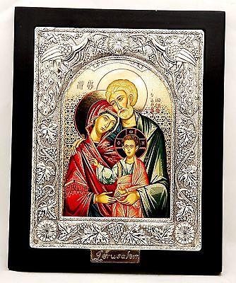 Large Silver Plated 925 Icon in Wood Frame From The Holyland Jerusalem #6 - Spring Nahal
