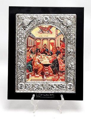 Large Silver Plated 925 Icon in Wood Frame From The Holyland Jerusalem #8 - Spring Nahal