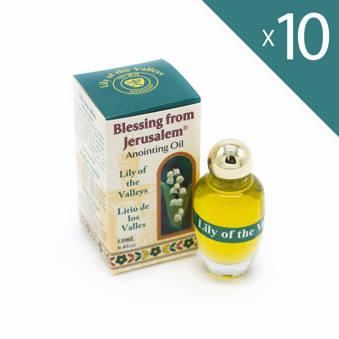 Lot of 10 x Anointing Oil Lily Of The Valleys 12ml - 0.4oz From Holyland (10 bottles) - Spring Nahal