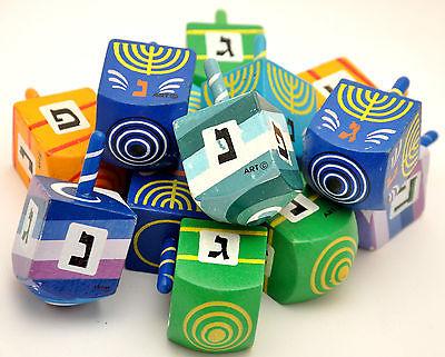 Lot Of 10 X Mix Color Hanukkah Wooden Dreidel ( Small Size ).