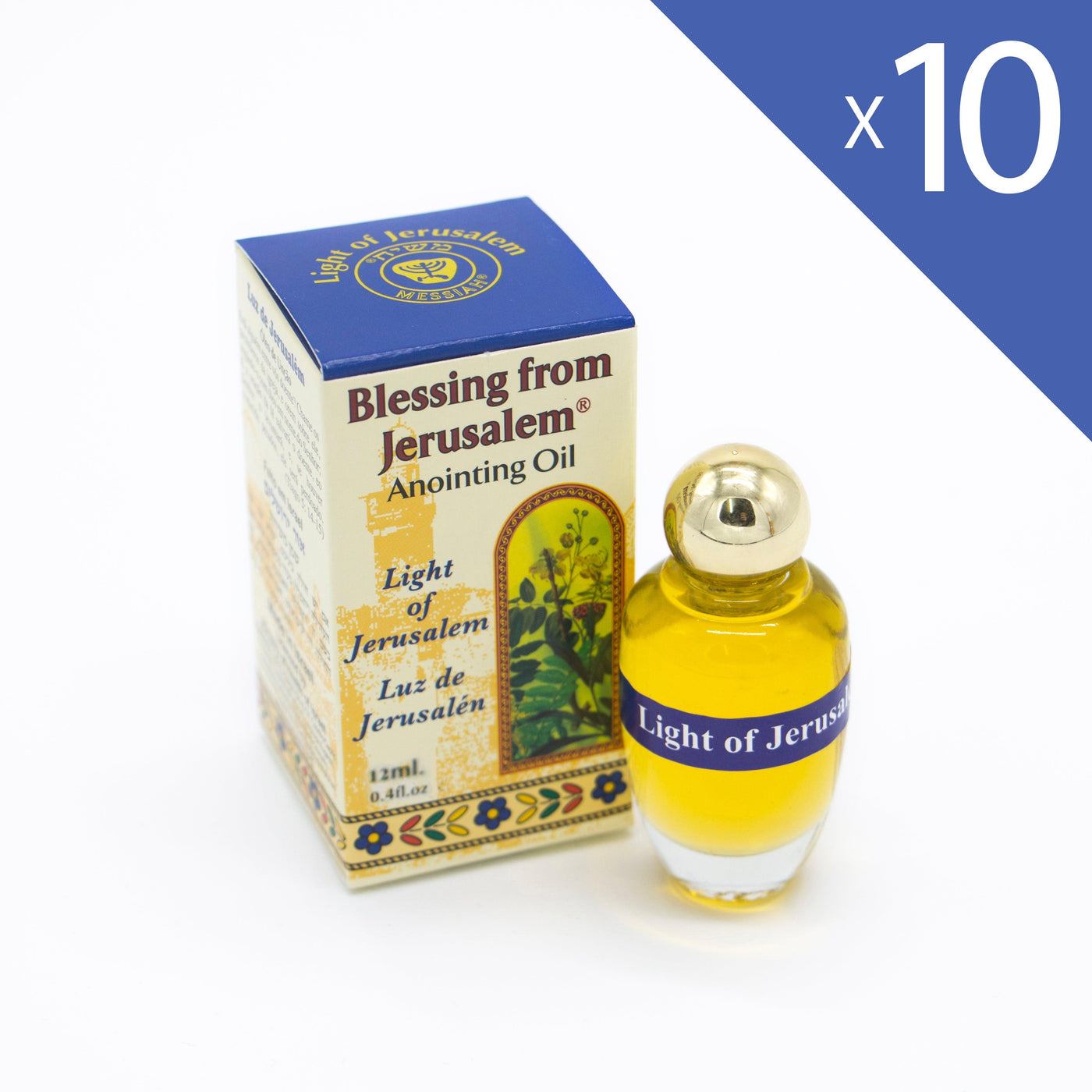 Lot of x 10 Anointing Oil Light of Jerusalem 12ml - 0.4oz From Holyland (10 bottles) - Spring Nahal