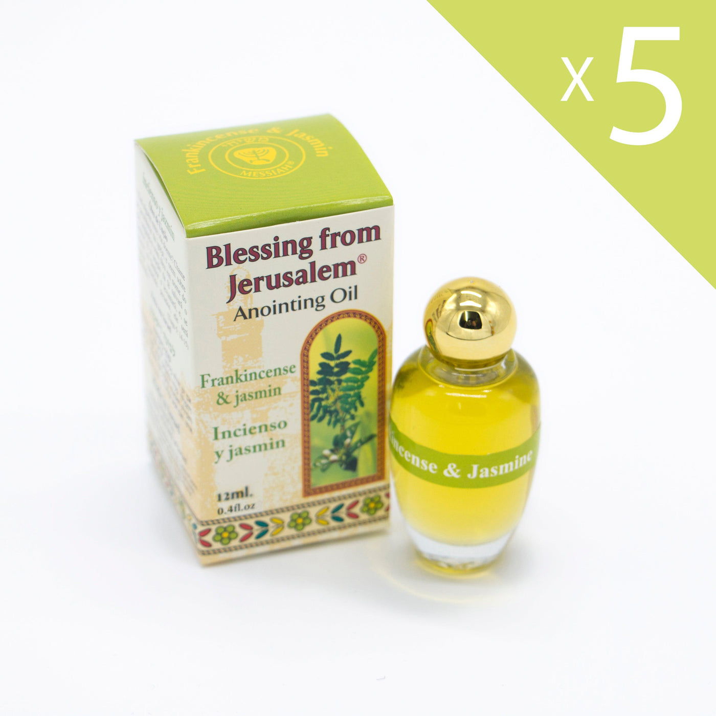Lot of x 5 Anointing Oil Frankincense With Jasmin 12ml - 0.4oz Holyland (5 bottles) - Spring Nahal