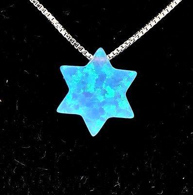 Magen David Green & Blue Opal Stone Pendant With Silver 925 Neck Chain.