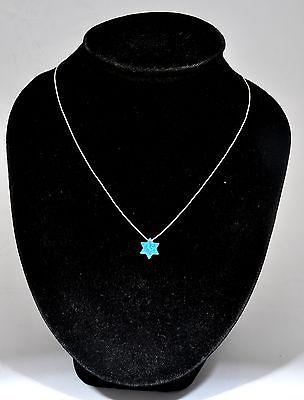 Magen David Green & Blue Opal Stone Pendant With Silver 925 Neck Chain.