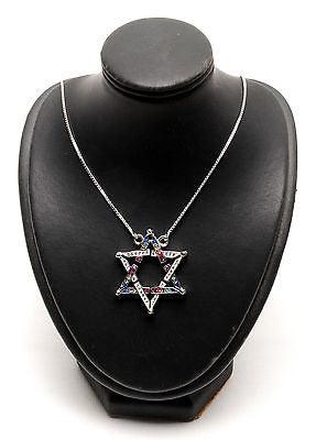 Magen David Pendant Mix Color Gemstone Sterling Silver 925 #3 - Spring Nahal