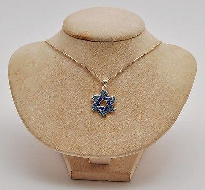 Magen David With Littel Color Gemstones Sterling Silver 925 Neck Chain & Box - Spring Nahal