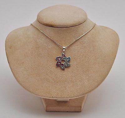 Magen David With Littel Color Gemstones Sterling Silver 925 Neck Chain & Box - Spring Nahal