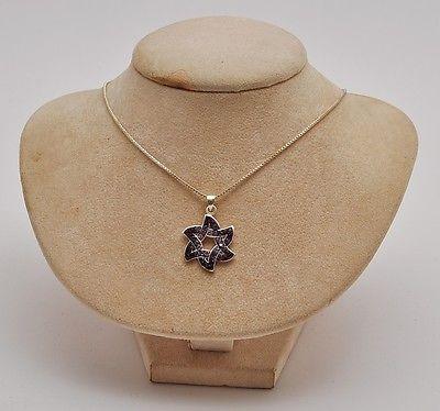 Magen David With Littel Color Gemstones Sterling Silver 925 Neck Chain & Box - Spring Nahal