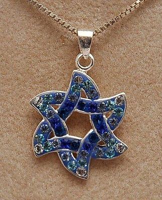 Magen David With Littel Color Gemstones Sterling Silver 925 Neck Chain & Box - Spring Nahal