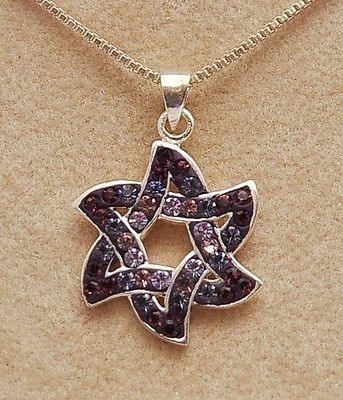 Magen David With Littel Color Gemstones Sterling Silver 925 Neck Chain & Box - Spring Nahal