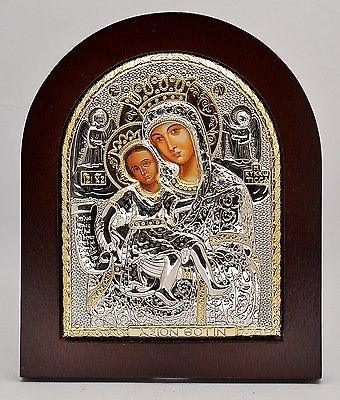 Maria With Angels Byzantine Icon Sterling Silver 925 Treated Size 13x11cm - Spring Nahal