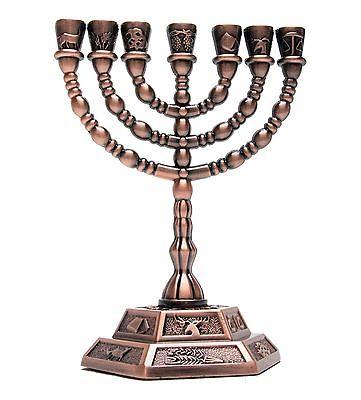 Medium Authentic Menorah Bronze Plated Candle Holder from Holyland #3 - Spring Nahal