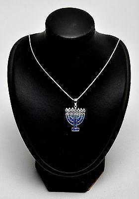 Menorah Pendant With Mix Blue Gemstone Sterling Silver 925 - Spring Nahal