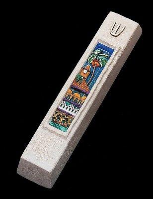 Mezuzah Made in Jerusalem Cast Stone By Shulamit Kanter Art Design #22 - Spring Nahal