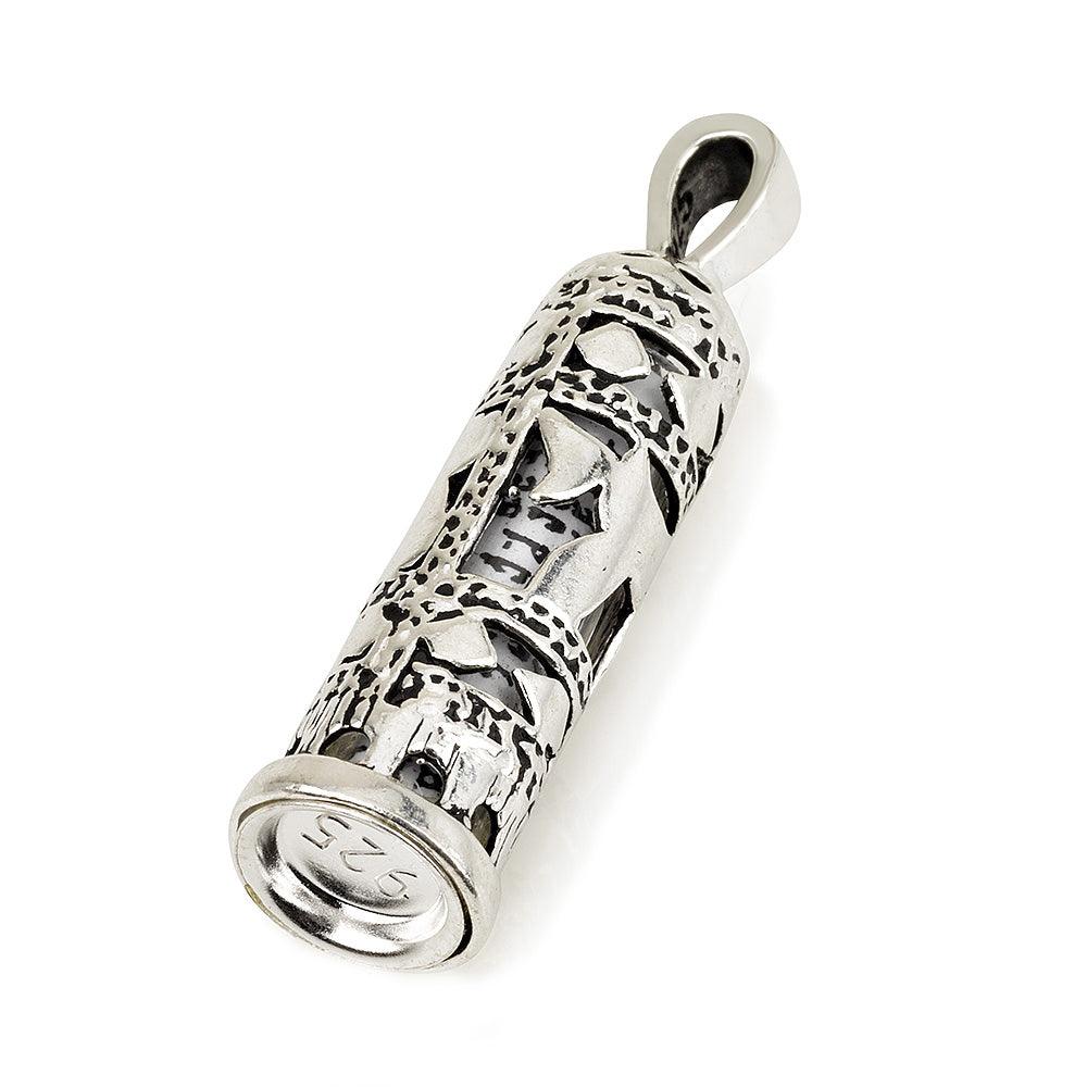 Mezuzah Pendant With Greeting Card Sterling Silver 925 #1 - Spring Nahal