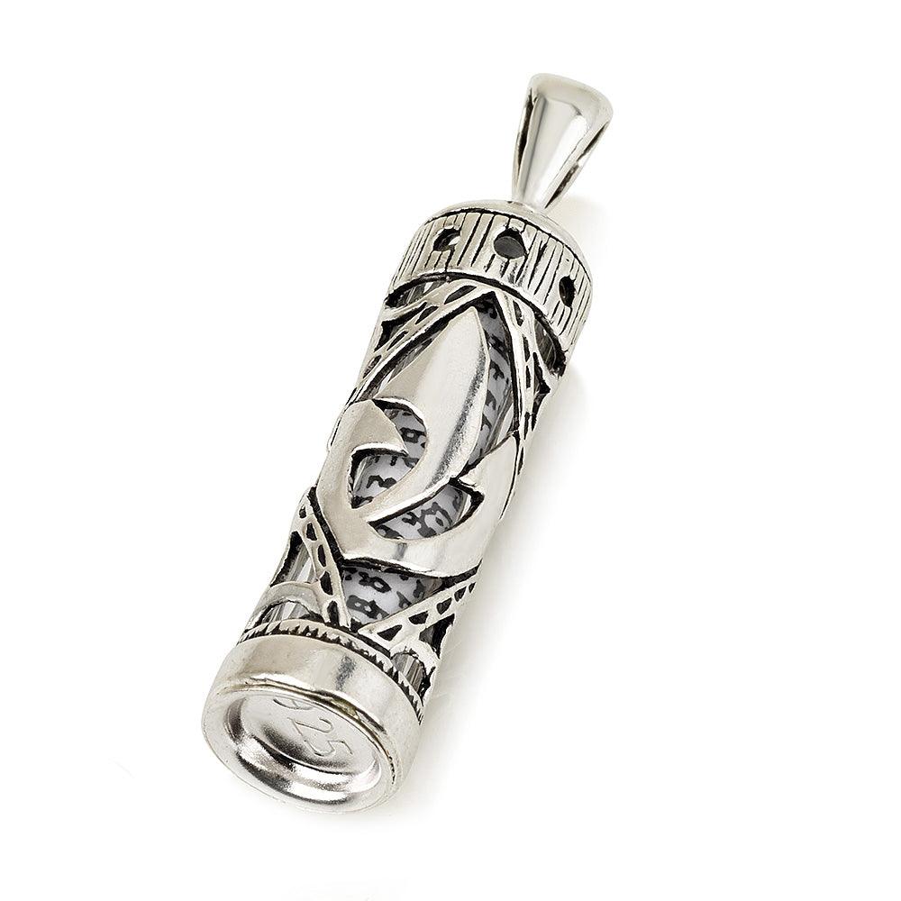 Mezuzah Pendant With Greeting Card Sterling Silver 925 #3 - Spring Nahal