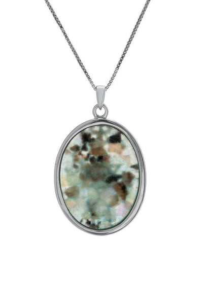 Nano Sim NT Oval Convex Silver Pendant - The Messianic Symbol Studded with Roman Glass - Spring Nahal