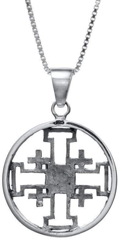 Nano Sim NT Round Silver Pendant - The Holy Jerusalem Cross From the Holyland - Spring Nahal