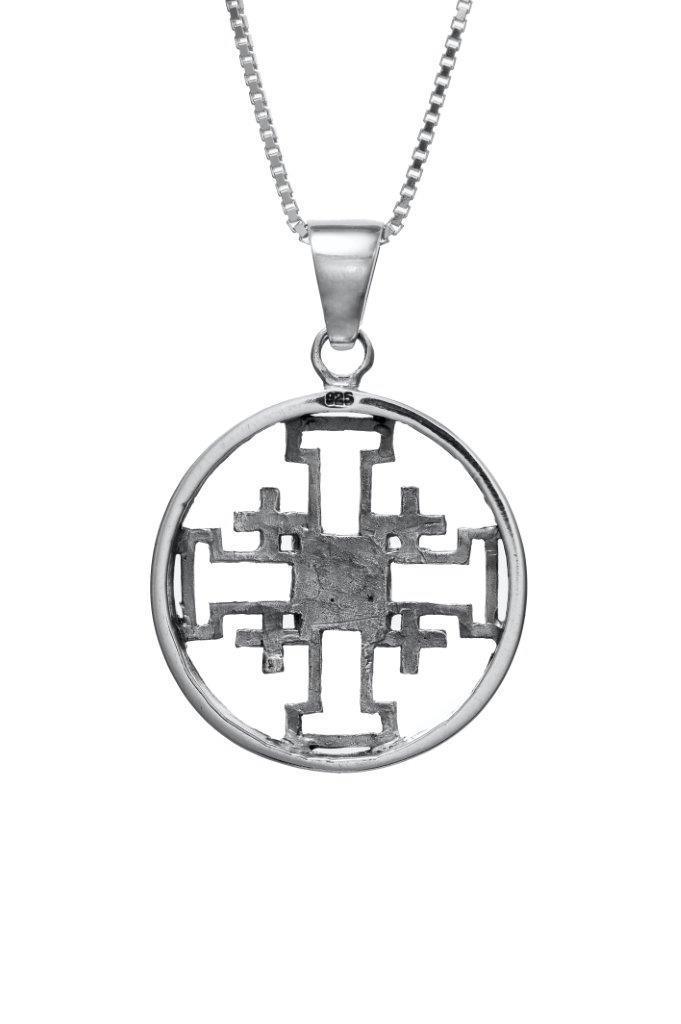 Nano Sim NT Round Silver Pendant - The Jerusalem Cross - Spring Nahal