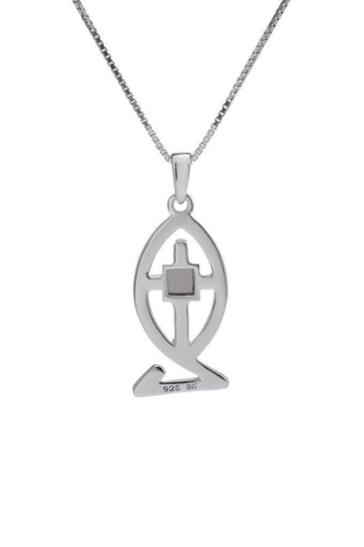 Nano Sim NT Silver and 9K Gold Pendant - Ichthys and Cross - Spring Nahal