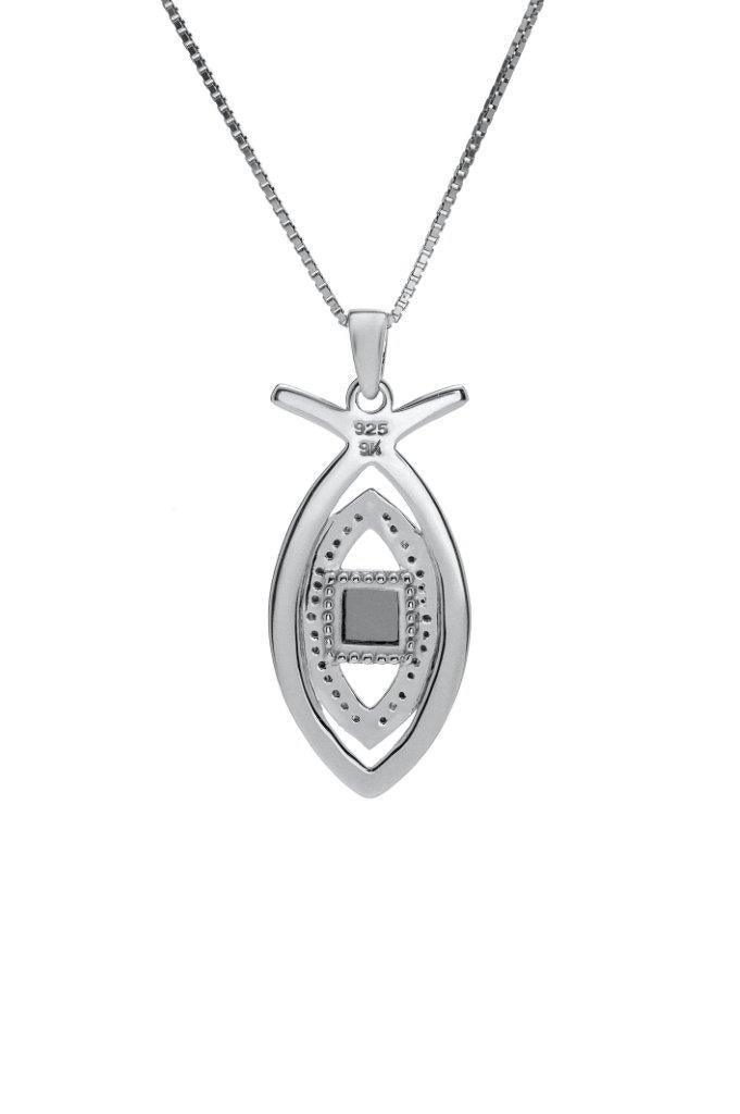 Nano Sim NT Silver and 9K Gold Pendant - Ichthys Studded with Zircons - Spring Nahal