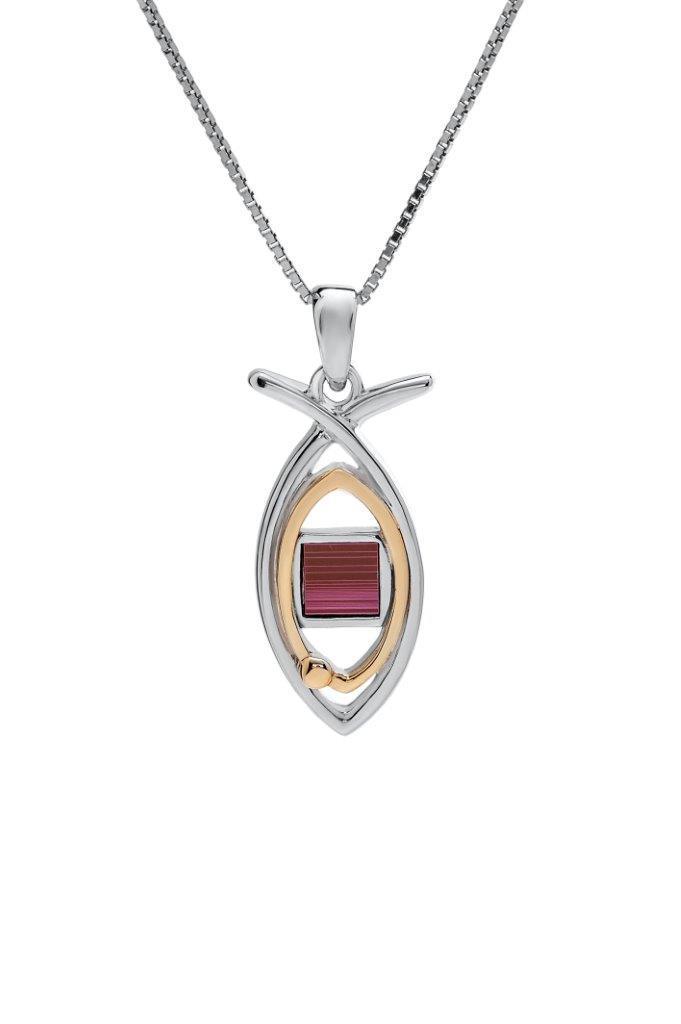 Nano Sim NT Silver and 9K Gold Pendant - Ichthys with Eye - Spring Nahal