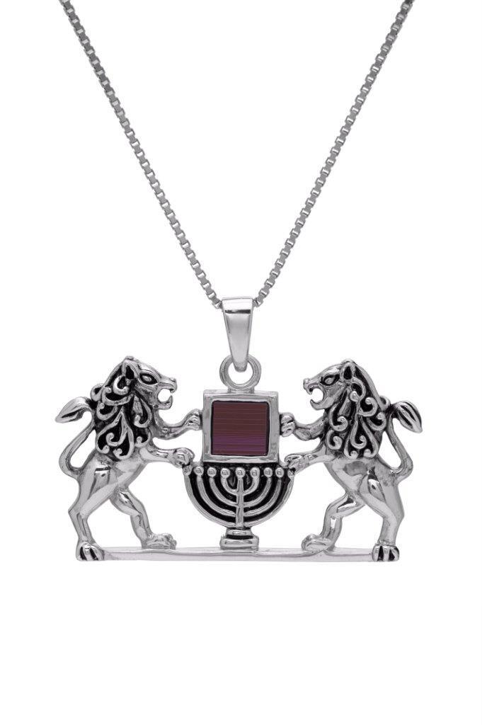 Nano Sim OB Silver Pendant - Holy Lion of Judah with Lamp From the Holyland - Spring Nahal